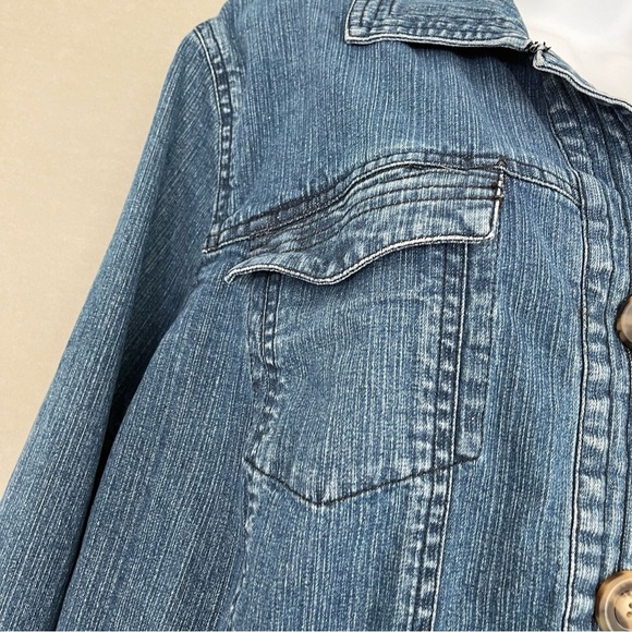 Coldwater Creek Blue Denim Button Long Sleeve Jacket - Picture 3 of 16